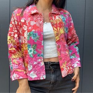 SOLD!!Vintage 90s Casual Studio floral patchwork style jacket Sz M